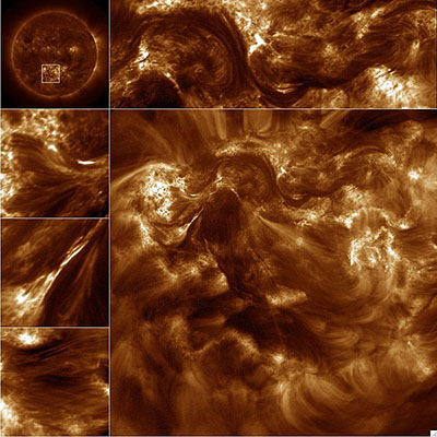 Obrázok 11a. „Magnetický spletenec“ ako ho zaznamenal High Resolution Coronal Imager. (Dr. Amy Winebarger, MSFC/NASA)
