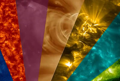 Ukázka z videa představujícího netradiční kombinaci snímků sluneční atmosféry ze sondy SDO.